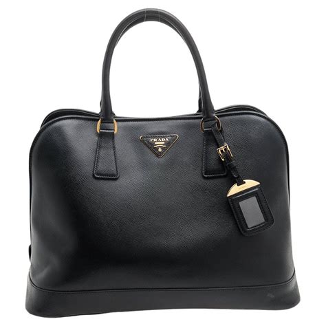 black saffiano lux leather prada dome tote